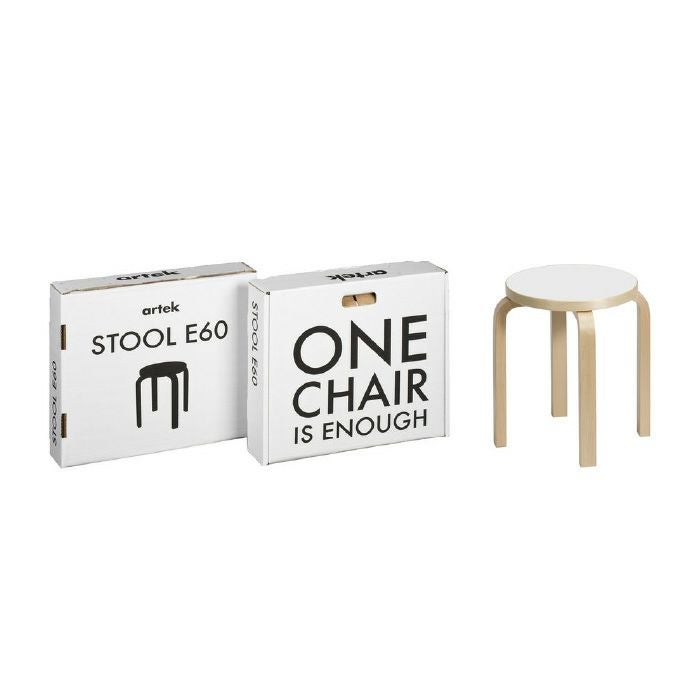 Artek/STOOL E60/スツールE60/バーチ材/ナチュラルラッカー仕上げ/ホワイトラミネート 【納期】約3~4週間(メーカー欠品時を除く)