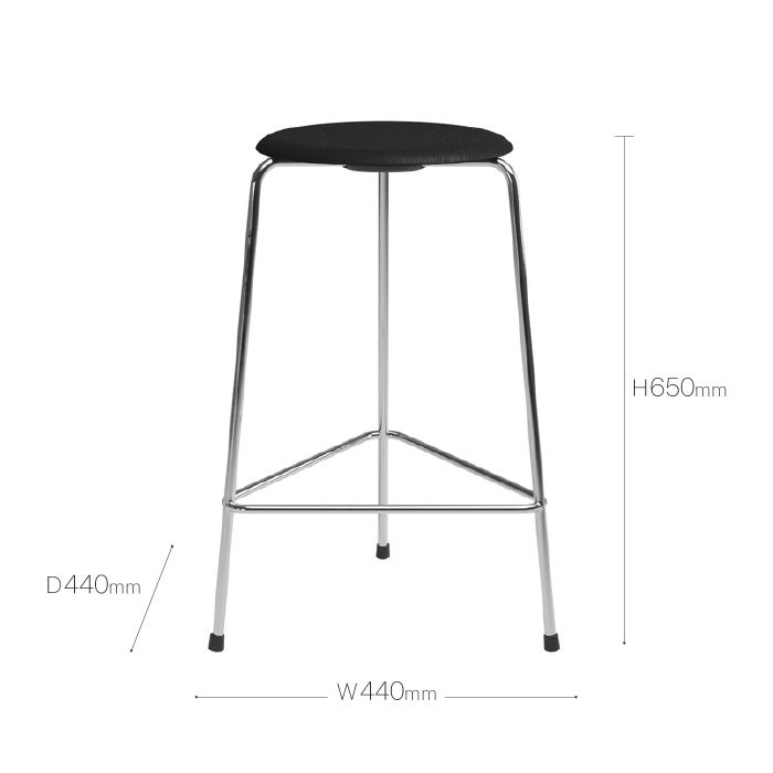 FRITZ HANSEN(フリッツハンセン)/High Dot/ハイドットスツール/ブラック/カラードアッシュ/クローム脚/3本脚 【納期】約3~4週間(メーカー欠品時を除く)