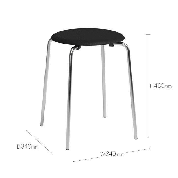 FRITZ HANSEN(フリッツハンセン)/Dot/ドットスツール/ブラック/カラードアッシュ/クローム脚 【納期】約3~4週間(メーカー欠品時を除く)