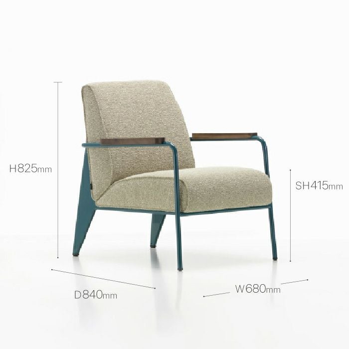 Vitra(ヴィトラ)/Fauteuil de Salon/フォトゥイユ ド サロン/張地:Nubia 04 バンブー/テラ/ベース:ブルーディナスティ/アームレスト:アメリカンウォルナット(オイル仕上げ)/カーペット用グライド 【納期】ご注文後確認