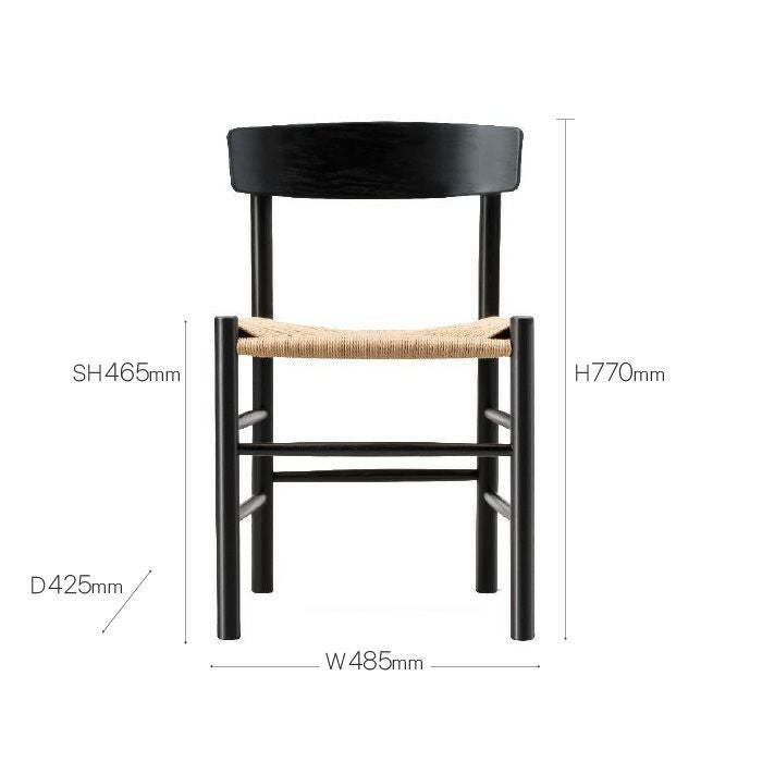Fredericia（フレデリシア）/J39/Mogensen Chair（モーエンセンチェア）/ブラック/SH46.5/ビーチ材/ラッカー仕上げ/ナチュラルペーパーコード 【納期】ご注文後確認