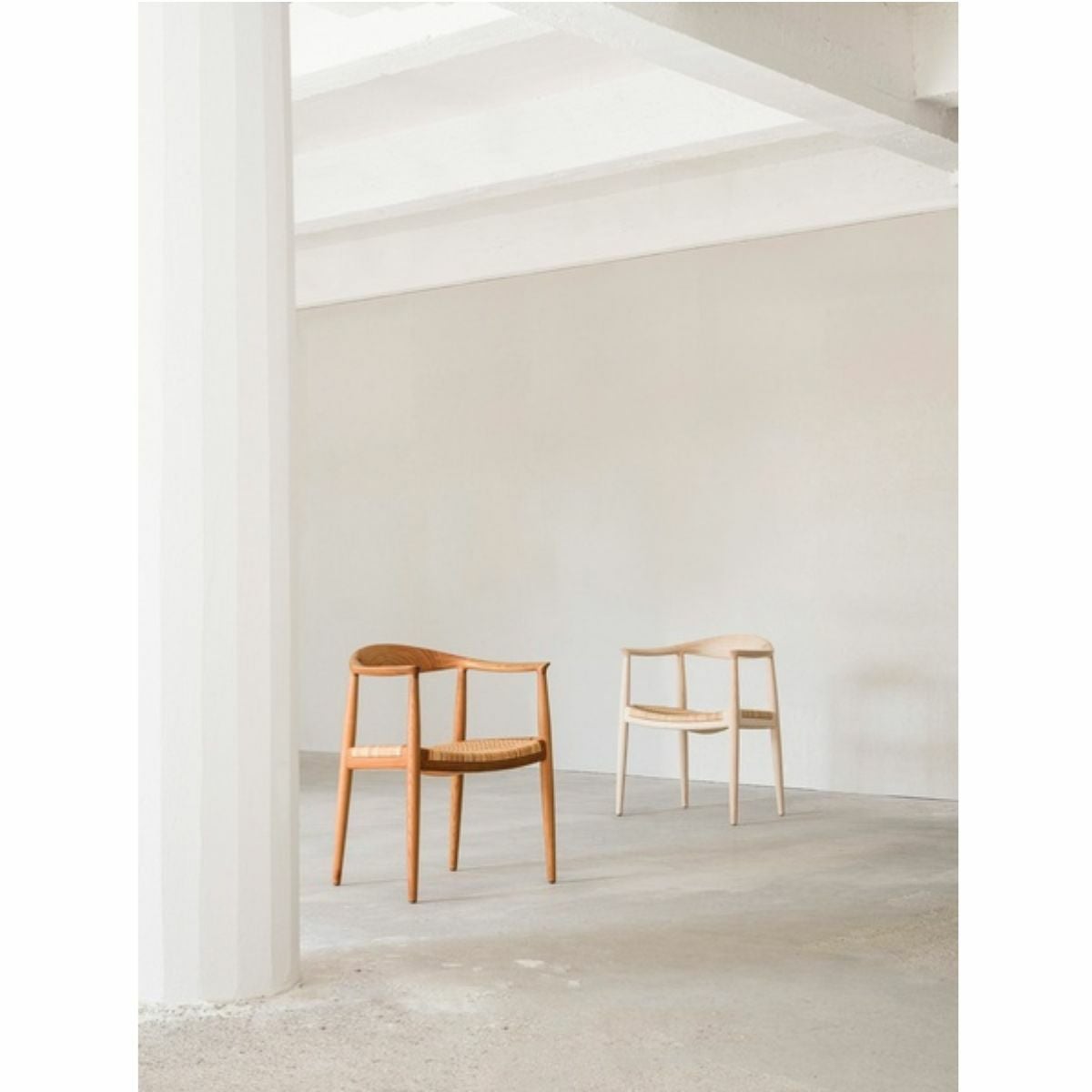 PP Mobler（PPモブラー）/PP501/Round Chair（ラウンドチェア）/オーク材/The Chair（ザ チェア）/ホワイトバイオイル仕上げ/Cane seat（籐張り） 【納期】ご注文後確認