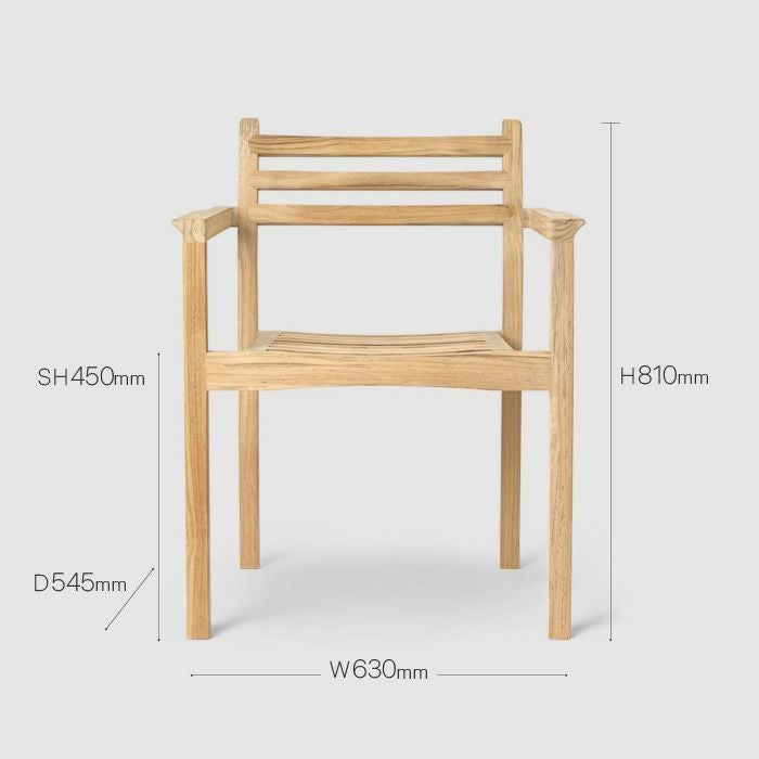 CARL HANSEN & SON（カールハンセン&サン）/AH502 Outdoor Dining Chair with Armrest（AHアウトドアシリーズ）/ダイニングチェア/チーク材/無塗装 【納期】約3～4週間（メーカー欠品時を除く）