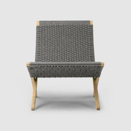 CARL HANSEN & SON（カールハンセン&サン）/MG501/キューバチェア/チーク材/無塗装/フラットロープ チャコール（Charcoal 1402）/屋外用ラウンジチェア【納期】ご注文後確認