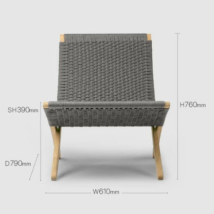 CARL HANSEN & SON（カールハンセン&サン）/MG501/キューバチェア/チーク材/無塗装/フラットロープ チャコール（Charcoal 1402）/屋外用ラウンジチェア【納期】ご注文後確認