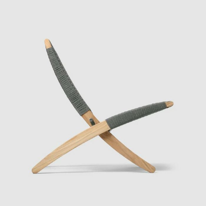 CARL HANSEN & SON（カールハンセン&サン）/MG501/キューバチェア/チーク材/無塗装/フラットロープ チャコール（Charcoal 1402）/屋外用ラウンジチェア【納期】ご注文後確認