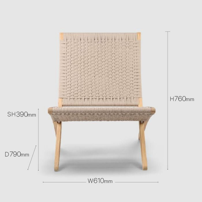 CARL HANSEN & SON（カールハンセン&サン）/MG501/キューバチェア/チーク材/無塗装/フラットロープ セサミ（Sesame 083）/屋外用ラウンジチェア【納期】2～3週間（メーカー欠品時除く）【納期】ご注文後確認