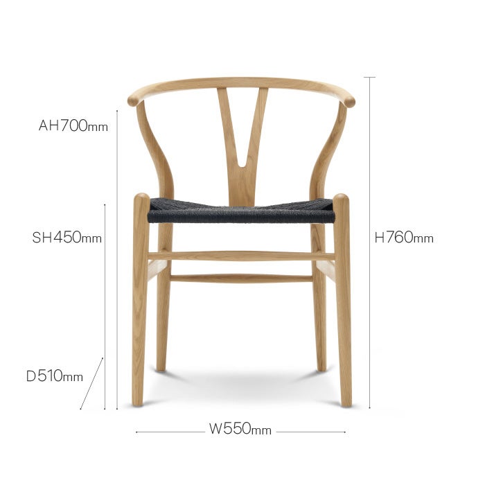 【カールハンセン別注Kvadratクッションプレゼント】CARL HANSEN & SON（カールハンセン&サン）/CH24/Yチェア（ワイチェア）/オーク材/オイル仕上げ/ブラックペーパーコード/SH45 お取り寄せ【納期】ご注文後確認 傷防止フェルト付