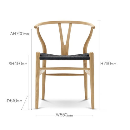 【カールハンセン別注Kvadratクッションプレゼント】CARL HANSEN & SON（カールハンセン&サン）/CH24/Yチェア（ワイチェア）/オーク材/オイル仕上げ/ブラックペーパーコード/SH45 お取り寄せ【納期】ご注文後確認 傷防止フェルト付