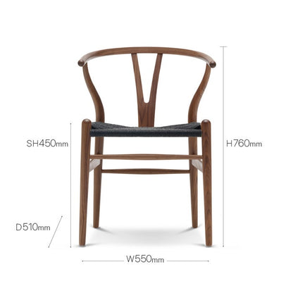 【カールハンセン別注Kvadratクッションプレゼント】CARL HANSEN & SON（カールハンセン&サン）/CH24/Yチェア（ワイチェア）/ウォルナット材/オイル仕上げ/ブラックペーパーコード/SH45 【納期】ご注文後確認 傷防止フェルト付