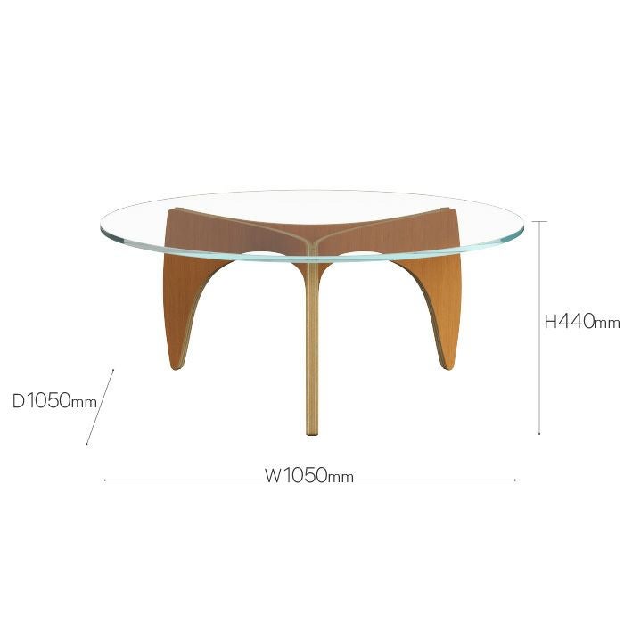FRITZ HANSEN（フリッツハンセン）/PK60/COFFEE TABLE（コーヒーテーブル）/オレゴンパイン/ナチュラルウッド/ガラス天板/直径105cm 【納期】ご注文後確認