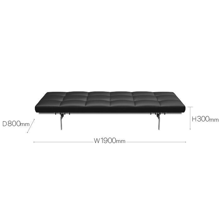 FRITZ HANSEN（フリッツハンセン）/PK80/Daybed（ディベッド）/グレースレザー（ブラック )/サテン仕上げステンレススチール脚 【納期】ご注文後確認