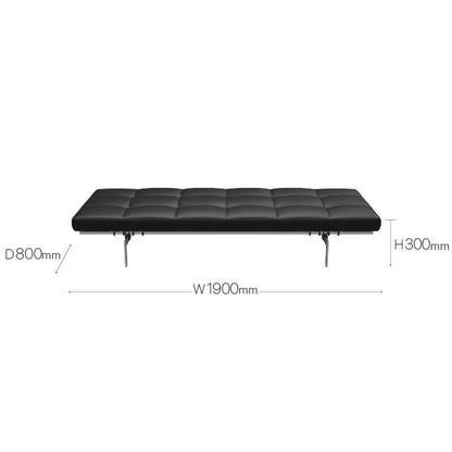 FRITZ HANSEN（フリッツハンセン）/PK80/Daybed（ディベッド）/グレースレザー（ブラック )/サテン仕上げステンレススチール脚 【納期】ご注文後確認