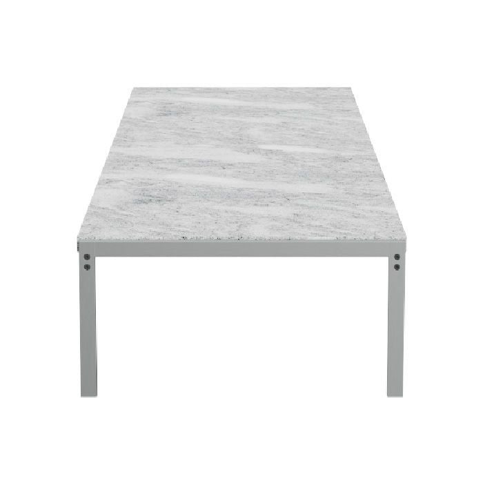 FRITZ HANSEN（フリッツハンセン）/PK63/COFFEE TABLE（コーヒーテーブル）/ファウスケ大理石 ロール仕上げ（グレーホワイト）/サテン仕上げステンレススチール脚 【納期】ご注文後確認