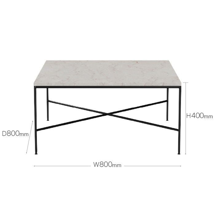 FRITZ HANSEN（フリッツハンセン）/PLANNER COFFEE TABLES（プランナーコーヒーテーブル）/大理石（クリーム120）/スチール脚（ブラック粉体塗装仕上げ）/80×80cm/MC320 【納期】ご注文後確認