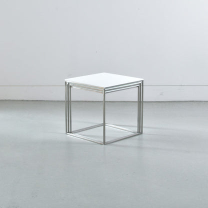 FRITZ HANSEN（フリッツハンセン）/PK71/ネストテーブル（3ピース）/ホワイト/サテン仕上げステンレススチール脚 【納期】ご注文後確認