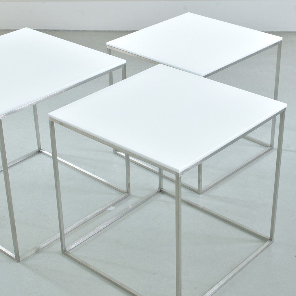 FRITZ HANSEN（フリッツハンセン）/PK71/ネストテーブル（3ピース）/ホワイト/サテン仕上げステンレススチール脚 【納期】ご注文後確認