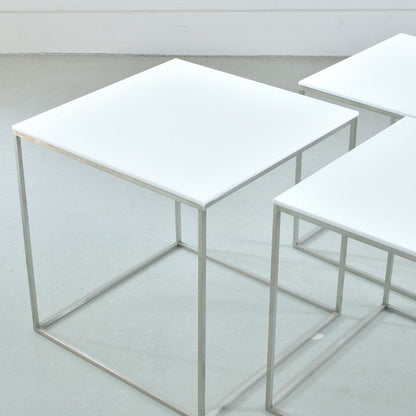 FRITZ HANSEN（フリッツハンセン）/PK71/ネストテーブル（3ピース）/ホワイト/サテン仕上げステンレススチール脚 【納期】ご注文後確認