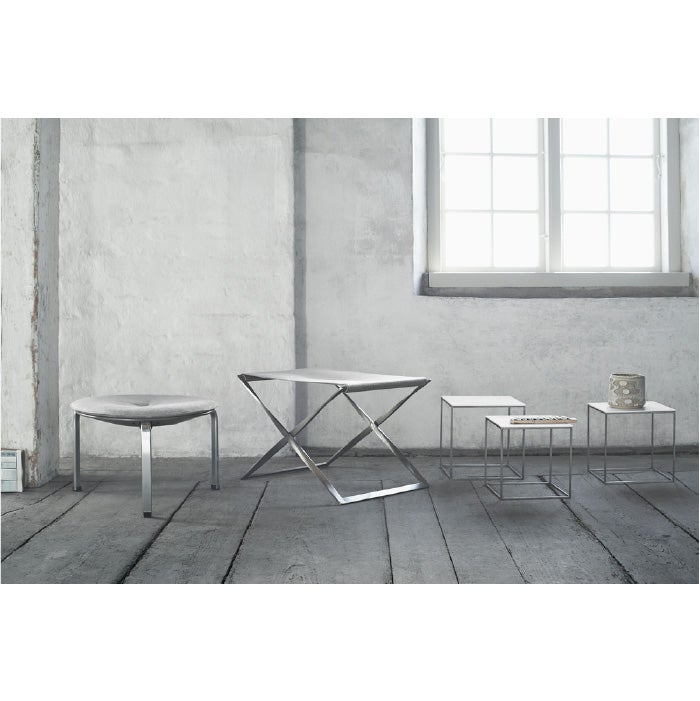 FRITZ HANSEN（フリッツハンセン）/PK71/ネストテーブル（3ピース）/ホワイト/サテン仕上げステンレススチール脚 【納期】ご注文後確認