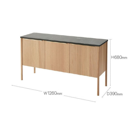 SKAGERAK（スカゲラック）/Jut Cabinet（ジュット キャビネット）/大理石（ブラック）/オーク材/オイル仕上げ/収納 【納期】ご注文後確認