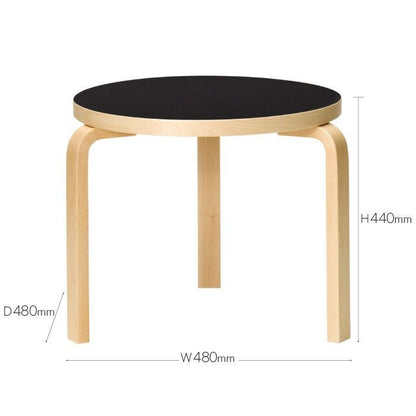 Artek（アルテック）/90D Table（90D テーブル）/ダイニングテーブル/バーチ材/ナチュラルラッカー仕上げ/天板 ブラックリノリウム【納期】ご注文後確認