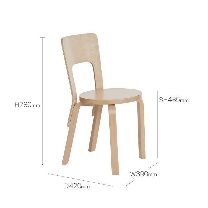 Artek/CHAIR 66/チェア66/バーチ材/ナチュラルラッカー仕上げ 【納期】約3～4週間（メーカー欠品時を除く）