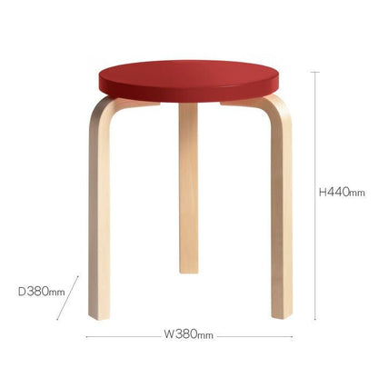 Artek/STOOL 60/スツール60/バーチ材/ナチュラルラッカー仕上げ/レッドラッカー 【納期】約3～4週間（メーカー欠品時を除く）