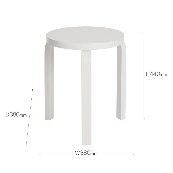 Artek/STOOL 60/スツール60/バーチ材/ホワイトラッカー仕上げ 【納期】約3～4週間（メーカー欠品時を除く）