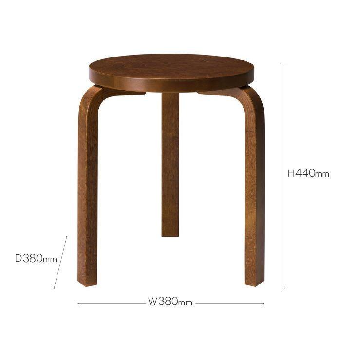 Artek/STOOL 60/スツール60/バーチ材/ウォルナットステイン仕上げ 【納期】約3～4週間（メーカー欠品時を除く）