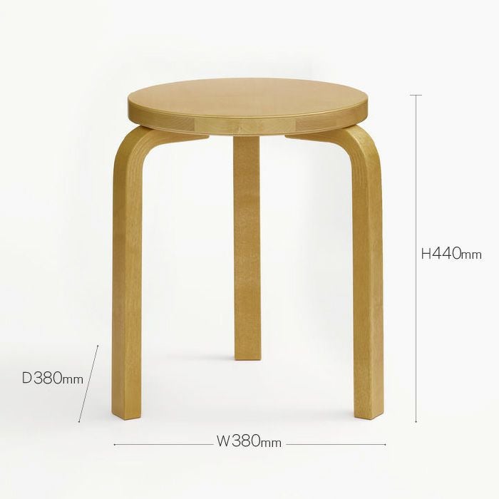 Artek/STOOL 60/スツール60/バーチ材/ハニーステイン仕上げ 【納期】約3～4週間（メーカー欠品時を除く）