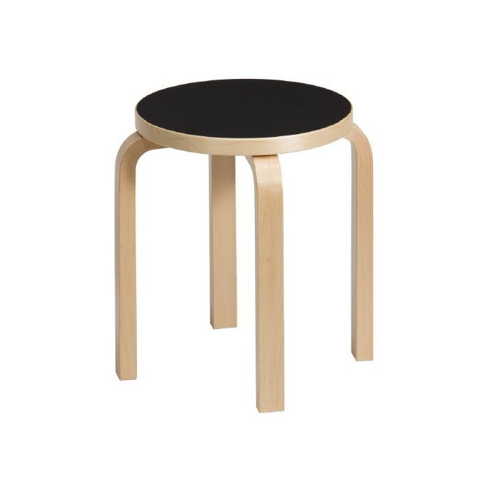 Artek/STOOL E60/スツールE60/バーチ材/ナチュラルラッカー仕上げ/ブラックリノリウム 【納期】約3～4週間（メーカー欠品時を除く）