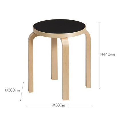 Artek/STOOL E60/スツールE60/バーチ材/ナチュラルラッカー仕上げ/ブラックリノリウム 【納期】約3～4週間（メーカー欠品時を除く）