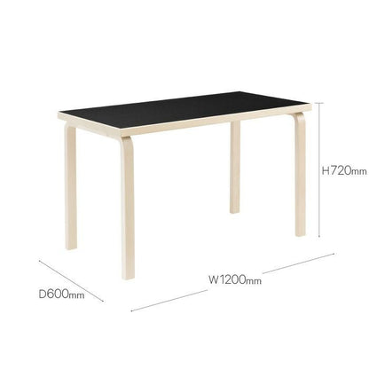 Artek（アルテック）/80A TABLE/80Aテーブル/バーチ材/ナチュラルラッカー仕上げ/ブラックリノリウム【納期】2～3週間（メーカー欠品時除く）【納期】ご注文後確認
