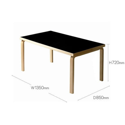 Artek/82B TABLE/82Bテーブル/バーチ材/ナチュラルラッカー仕上げ/ブラックリノリウム 【納期】約3～4週間（メーカー欠品時を除く）