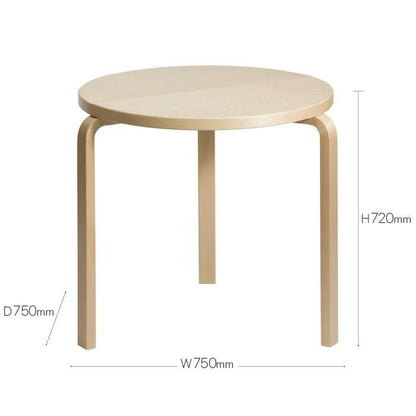Artek/90B TABLE/90Bテーブル/バーチ材/ナチュラルラッカー仕上げ 【納期】約3～4週間（メーカー欠品時を除く）