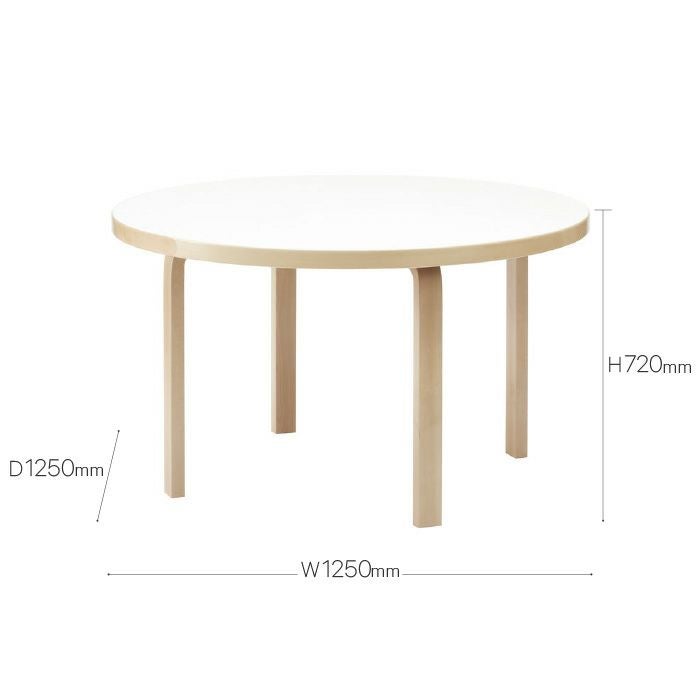 Artek/91 TABLE/91テーブル/バーチ材/ナチュラルラッカー仕上げ/ホワイトラミネート 【納期】約3～4週間（メーカー欠品時を除く）