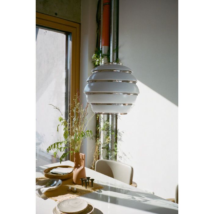 Artek/A331 Pendant Lamp “Beehive“ /A331 ペンダント ビーハイブ/アルミニウム/ホワイト塗装/クロームメッキ 【納期】約3～4週間（メーカー欠品時を除く）