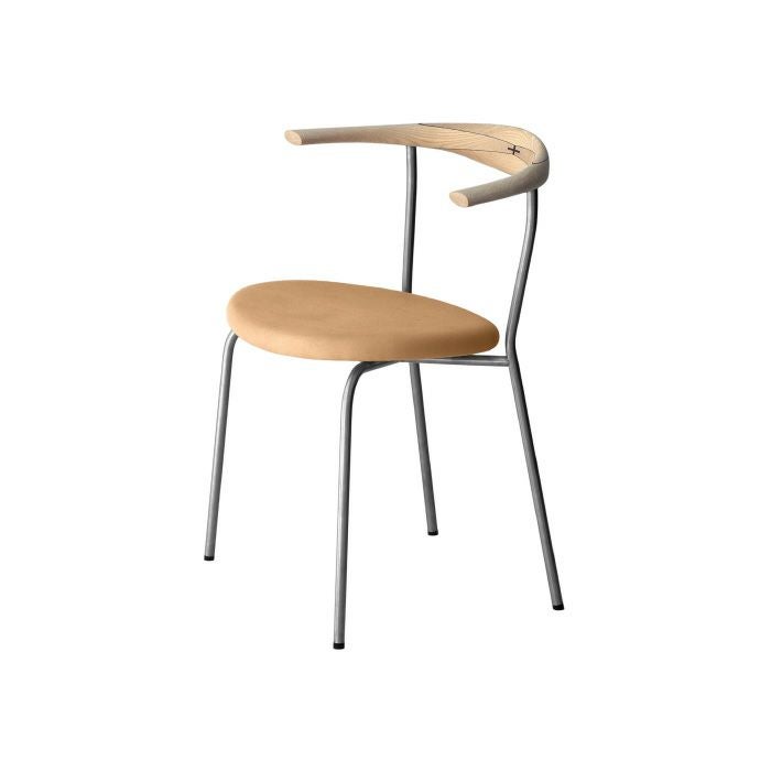 PP Mobler（PPモブラー）/PP701/Chair/アッシュ材/ソープ仕上げ/ステンレス脚/座面：エルモソフトレザー/ダークグレイ【納期】ご注文後確認