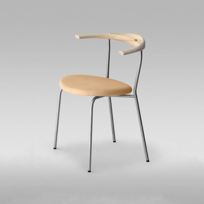 PP Mobler（PPモブラー）/PP701/Chair/アッシュ材/ソープ仕上げ/ステンレス脚/座面：エルモソフトレザー/ダークグレイ【納期】ご注文後確認