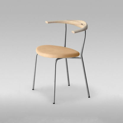 PP Mobler（PPモブラー）/PP701/Chair/アッシュ材/ソープ仕上げ/ステンレス脚/座面：エルモソフトレザー/ダークグレイ【納期】ご注文後確認