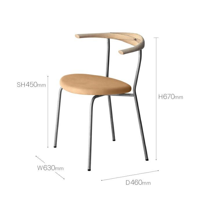 PP Mobler（PPモブラー）/PP701/Chair/アッシュ材/ソープ仕上げ/ステンレス脚/座面：エルモソフトレザー/ダークグレイ【納期】ご注文後確認