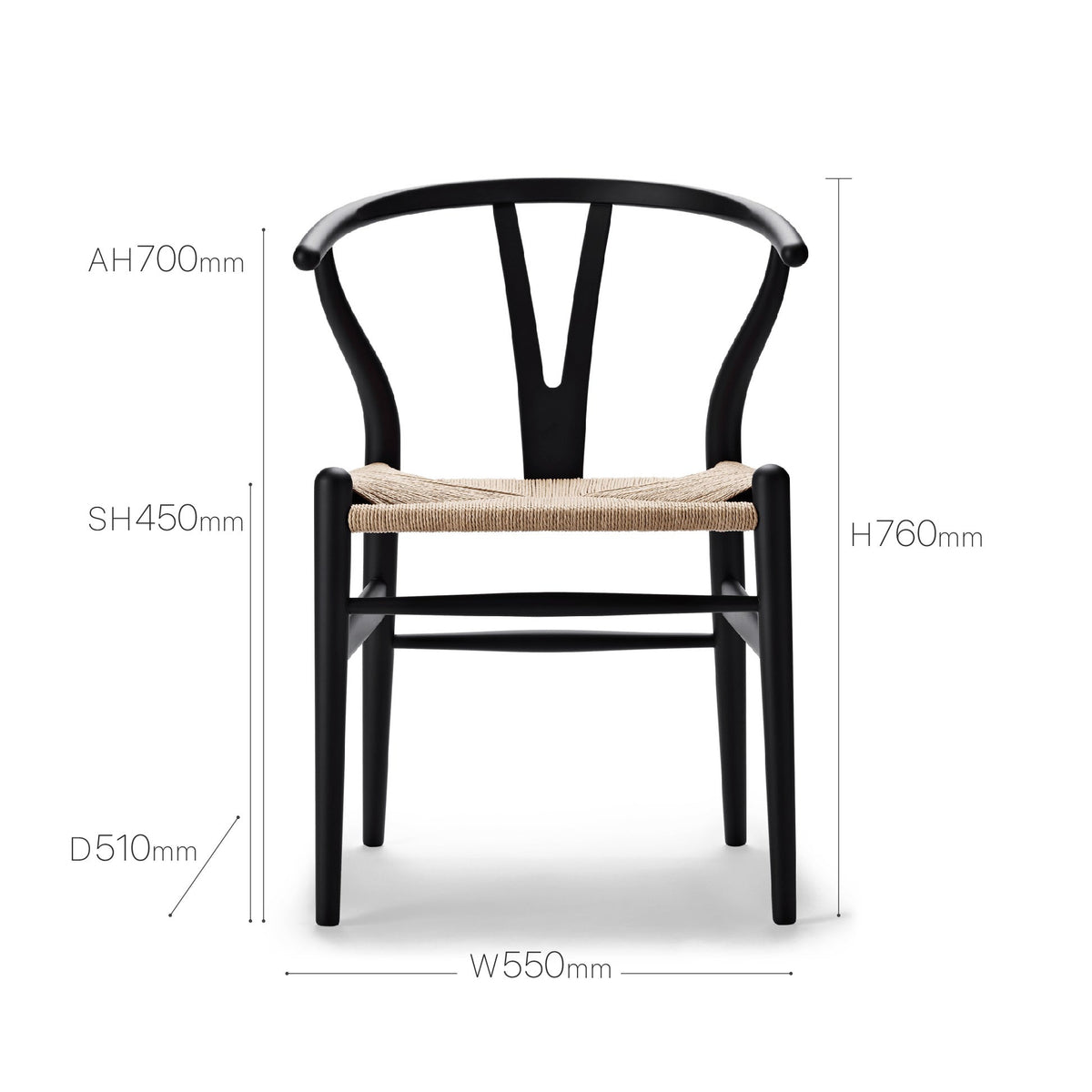 【カールハンセン別注Kvadratクッションプレゼント】CARL HANSEN & SON（カールハンセン&サン）/CH24/Yチェア（ワイチェア）/ビーチ材/SOFT BLACK/ナチュラルペーパーコード