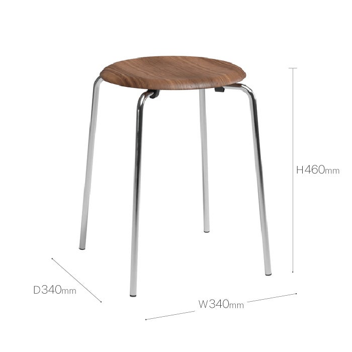 FRITZ HANSEN（フリッツハンセン）/Dot/ドットスツール/ウォルナット/ナチュラルウッド/クローム脚 【納期】約3～4週間（メーカー欠品時を除く）