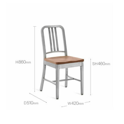 EMECO（エメコ）/エメコ・チェア/ネイビー1104 ウッドシート/ウォルナット材/SH460 【納期】ご注文後確認