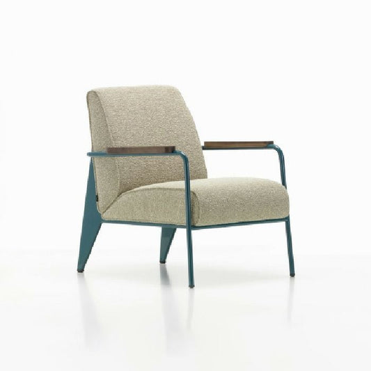 Vitra（ヴィトラ）/Fauteuil de Salon/フォトゥイユ ド サロン/張地：Nubia 04 バンブー/テラ/ベース：ブルーディナスティ/アームレスト：アメリカンウォルナット（オイル仕上げ）/カーペット用グライド 【納期】ご注文後確認