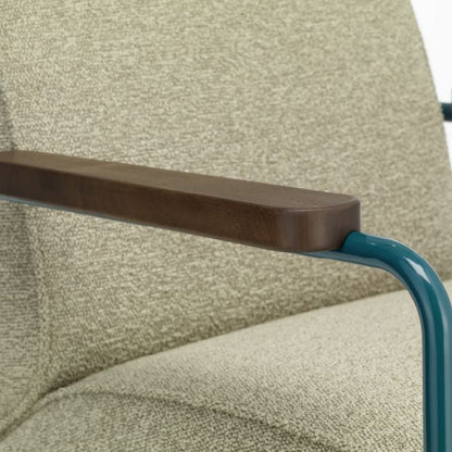 Vitra（ヴィトラ）/Fauteuil de Salon/フォトゥイユ ド サロン/張地：Nubia 04 バンブー/テラ/ベース：ブルーディナスティ/アームレスト：アメリカンウォルナット（オイル仕上げ）/カーペット用グライド 【納期】ご注文後確認
