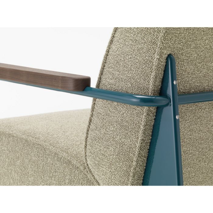 Vitra（ヴィトラ）/Fauteuil de Salon/フォトゥイユ ド サロン/張地：Nubia 04 バンブー/テラ/ベース：ブルーディナスティ/アームレスト：アメリカンウォルナット（オイル仕上げ）/カーペット用グライド 【納期】ご注文後確認