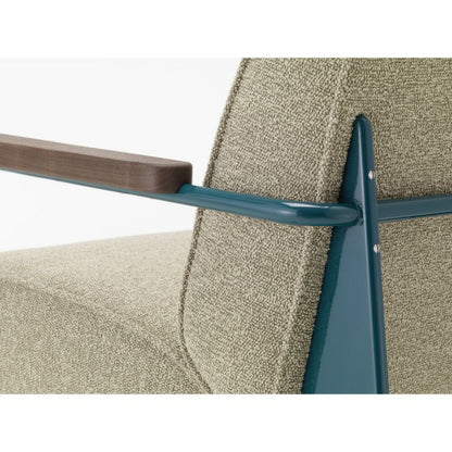 Vitra（ヴィトラ）/Fauteuil de Salon/フォトゥイユ ド サロン/張地：Nubia 04 バンブー/テラ/ベース：ブルーディナスティ/アームレスト：アメリカンウォルナット（オイル仕上げ）/カーペット用グライド 【納期】ご注文後確認