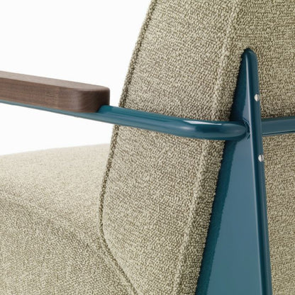 Vitra（ヴィトラ）/Fauteuil de Salon/フォトゥイユ ド サロン/張地：Nubia 04 バンブー/テラ/ベース：ブルーディナスティ/アームレスト：アメリカンウォルナット（オイル仕上げ）/カーペット用グライド 【納期】ご注文後確認