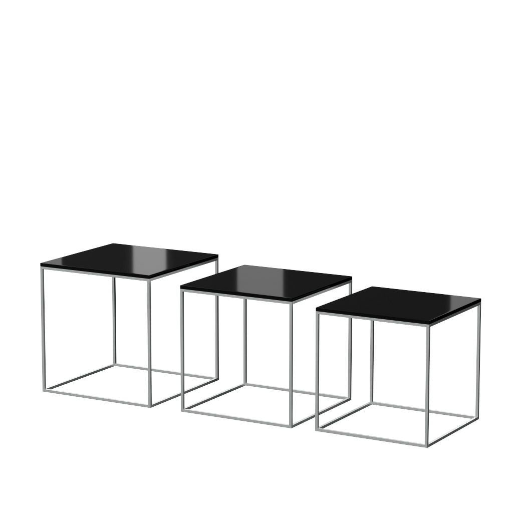 FRITZ HANSEN（フリッツハンセン）/PK71/ネストテーブル（3ピース）/アクリル / ブラック/ベース: Steel / スプリングスチール, サテン仕上げ - マット【納期】ご注文後確認